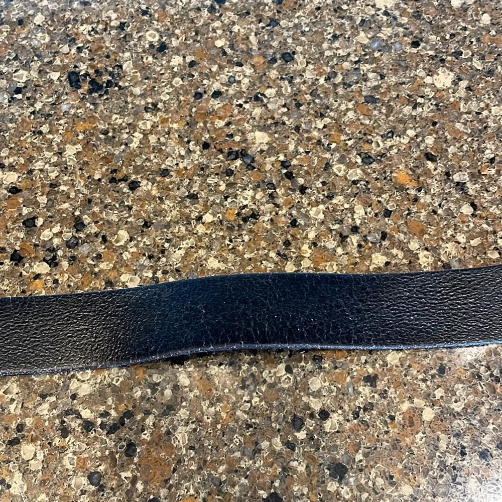 Vintage Aldo Large Buckle Dark Black Distressed Leather Belt Size XL Y2K